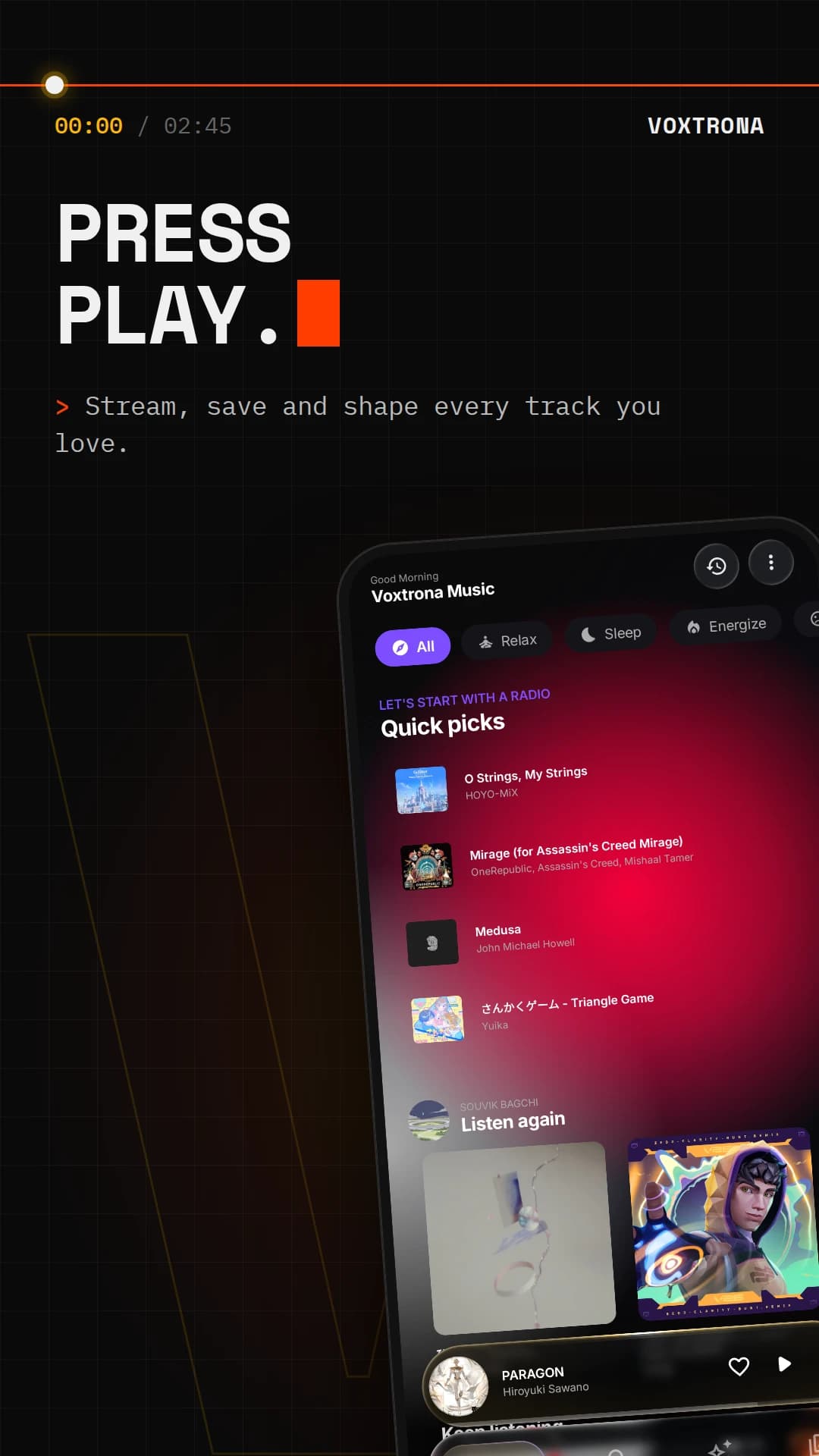 Press play. Stream, save and shape every track you love.